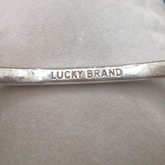 Lucky Brand Bracelet Triple Stone Bangle Faux Turquoise Silver Tone Stackable - Picture 6 of 13